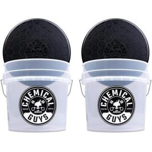 imageChemical Guys ACC103 Heavy Duty Detailing Car Wash Bucket with Chemical Guys Logo 45 Gal  Semi Transparent WhiteClear Pack of 2