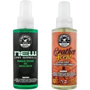 imageChemical Guys AIR10116 New Car Smell Premium Air Freshener and Odor Eliminator LongLasting Scent Great for Cars Trucks SUVs RVs ampamp More 16 fl oz4 Fl Oz Pack of 2