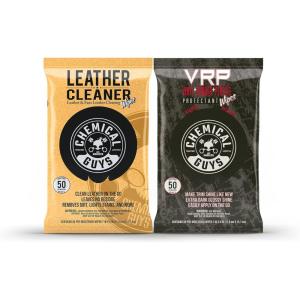 imageChemical Guys PMWSPI20850 Leather Cleaner And PMWTVD10750 VRP Shine and Protectant Wipes Safe for Cars Trucks SUVs Motorcycles Jeeps RVs ampamp More 100 Ct 2 Pack