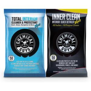 imageChemical Guys PMWTVD10750 VRP Shine and Protectant And PMWSPI66350 InnerClean Interior Quick Detailer ampamp Protectant Wipes Safe for Cars Trucks SUVs Jeeps RVs ampamp More 100 Ct 2 Pack2 Pack