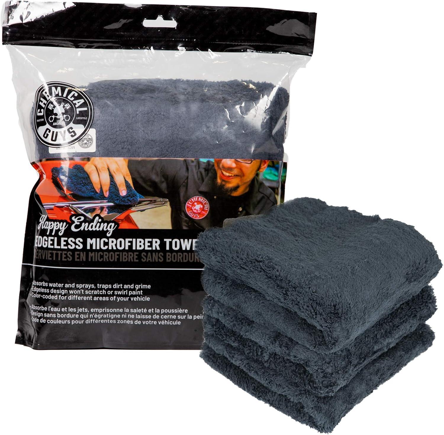 imageChemical Guys MIC35003 Happy Ending Edgeless Microfiber Towel Blue 16 in x 16 in Pack of 3Black