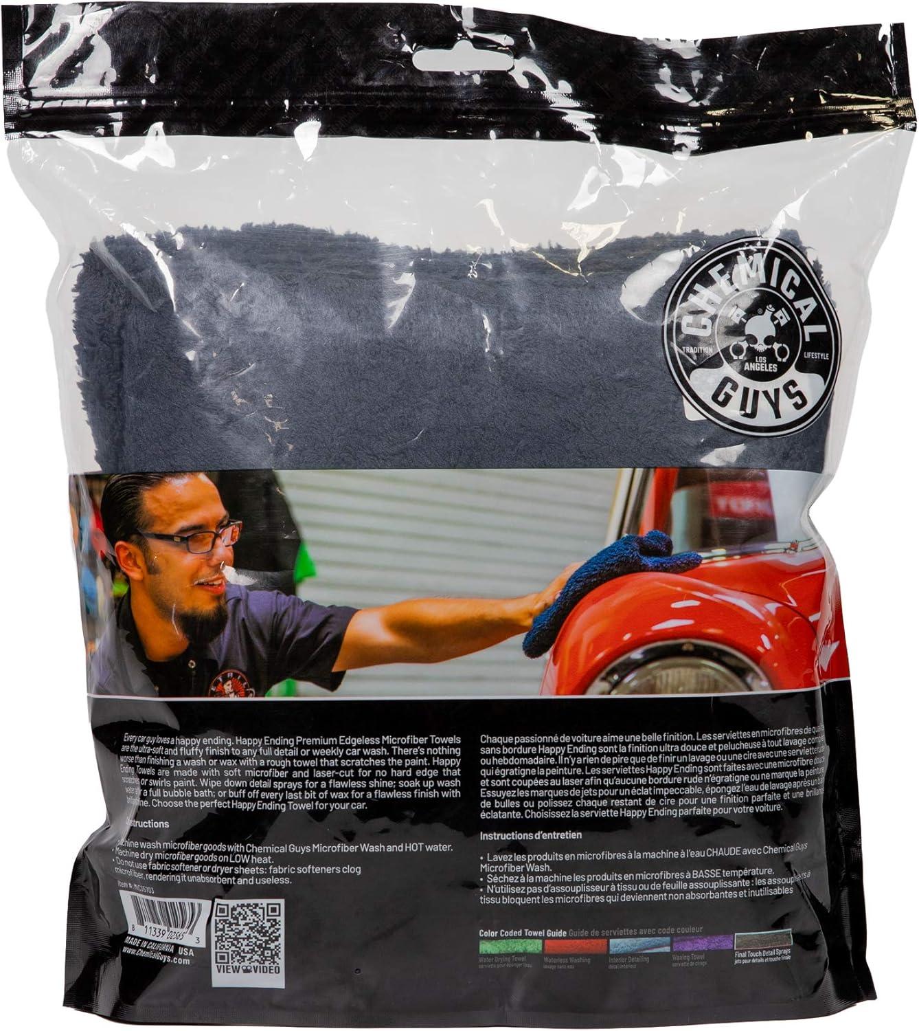 imageChemical Guys MIC35003 Happy Ending Edgeless Microfiber Towel Blue 16 in x 16 in Pack of 3Black