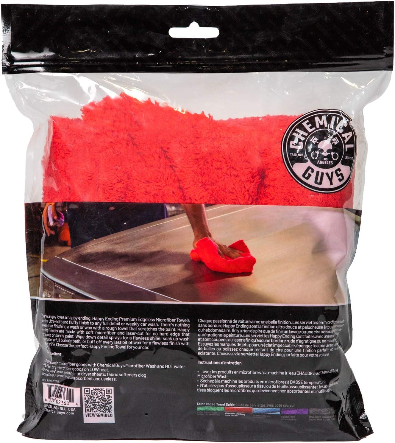 imageChemical Guys MIC35003 Happy Ending Edgeless Microfiber Towel Blue 16 in x 16 in Pack of 3Red