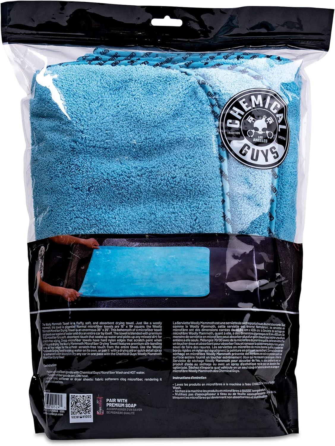 imageChemical Guys Woolly Mammoth Large Super Absorbent and Soft Microfiber Towels for Cars Gray 35 x 25 inchesBlue