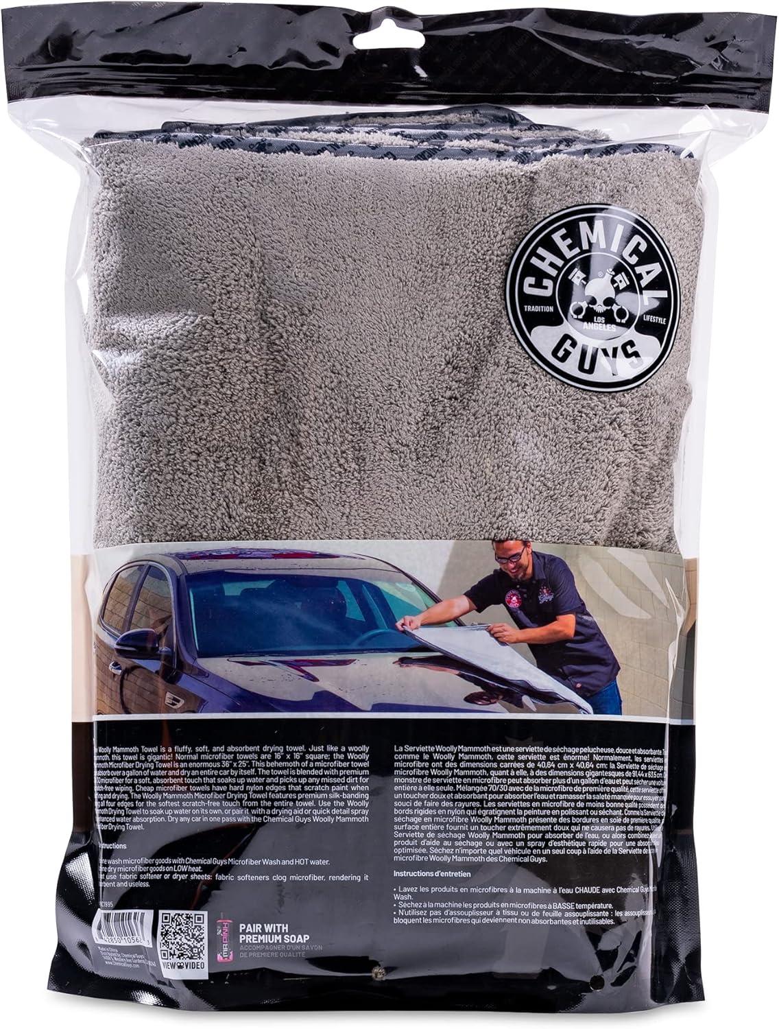 imageChemical Guys Woolly Mammoth Large Super Absorbent and Soft Microfiber Towels for Cars Gray 35 x 25 inchesGray