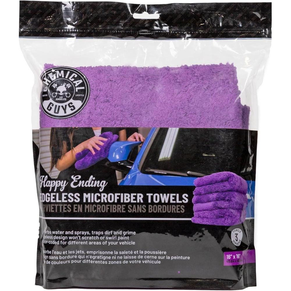 imageChemical Guys MIC35003 Happy Ending Edgeless Microfiber Towel Blue 16 in x 16 in Pack of 3Purple