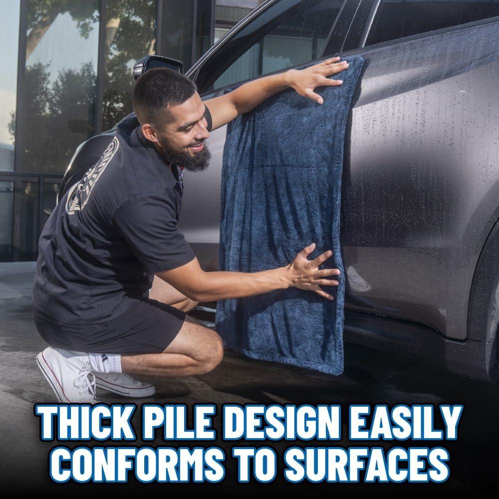 imageChemical Guys Megalodon Large Super Absorbent and Soft Microfiber Towels for Cars Trucks SUVs ampamp More Dark Blue 24 in x 36 in