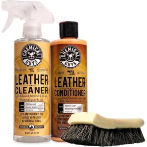 imageChemical Guys SPI10904 Leather Cleaner and Conditioner Complete Leather Care Kit for Use on Car Interiors Leather Apparel Furniture Shoes Boots Bags ampamp More 2  4 fl oz Bottles16 Fl Oz KIT  BRUSH