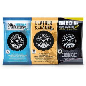 imageChemical Guys PMWSPI22050 Total Interior ampamp Protectant PMWSPI20850 Leather Cleaner ampamp PMWSPI66350 Inner Clean Wipes Variety 3 Pack Safe for Cars Trucks SUVs Jeeps RVs ampamp More 150 Ct 3 Pack