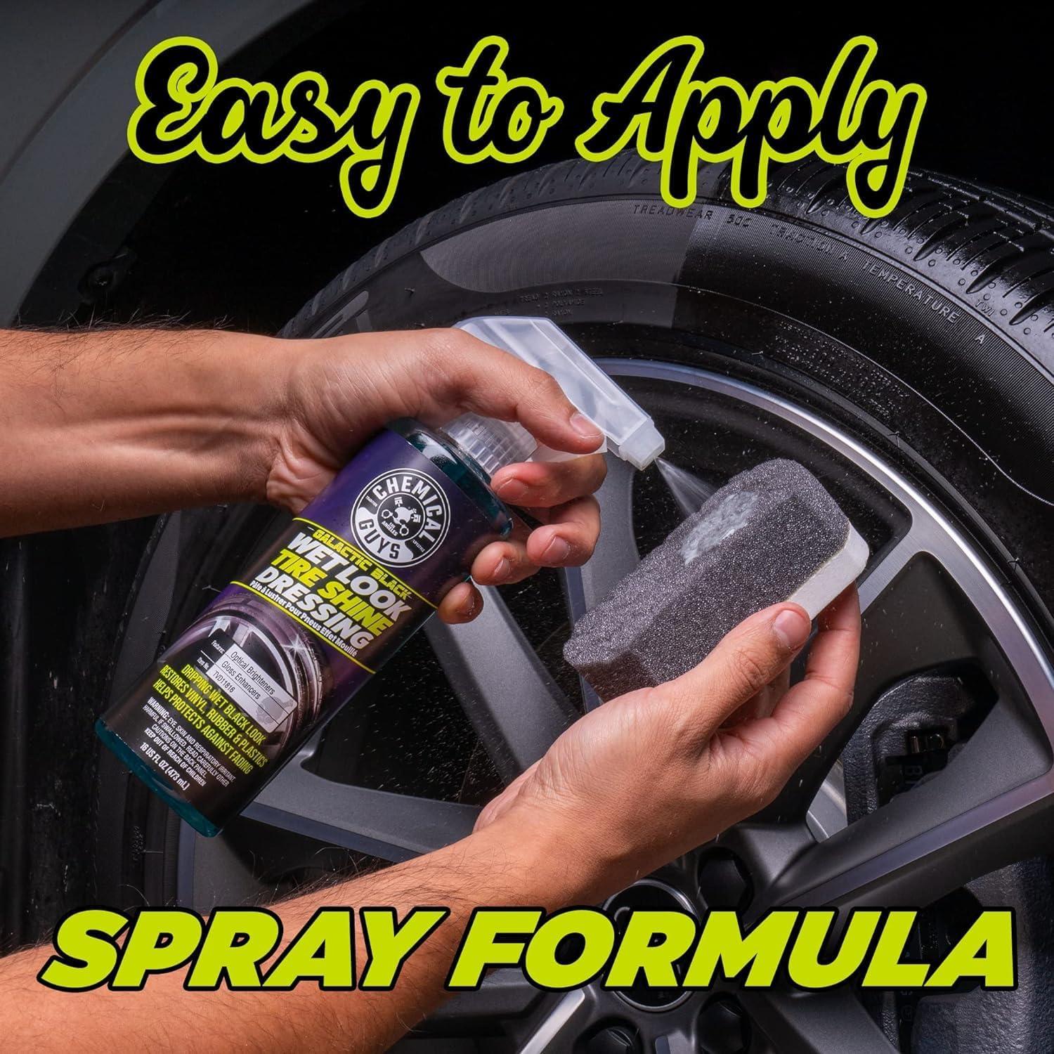 imageChemical Guys Galactic Black Wet Look Tire Shine Dressing for a Whole New Level of Shine and Depth of Black Safe for Cars Trucks Motorcycles RVs ampamp More 32 fl oz128 Fl Oz