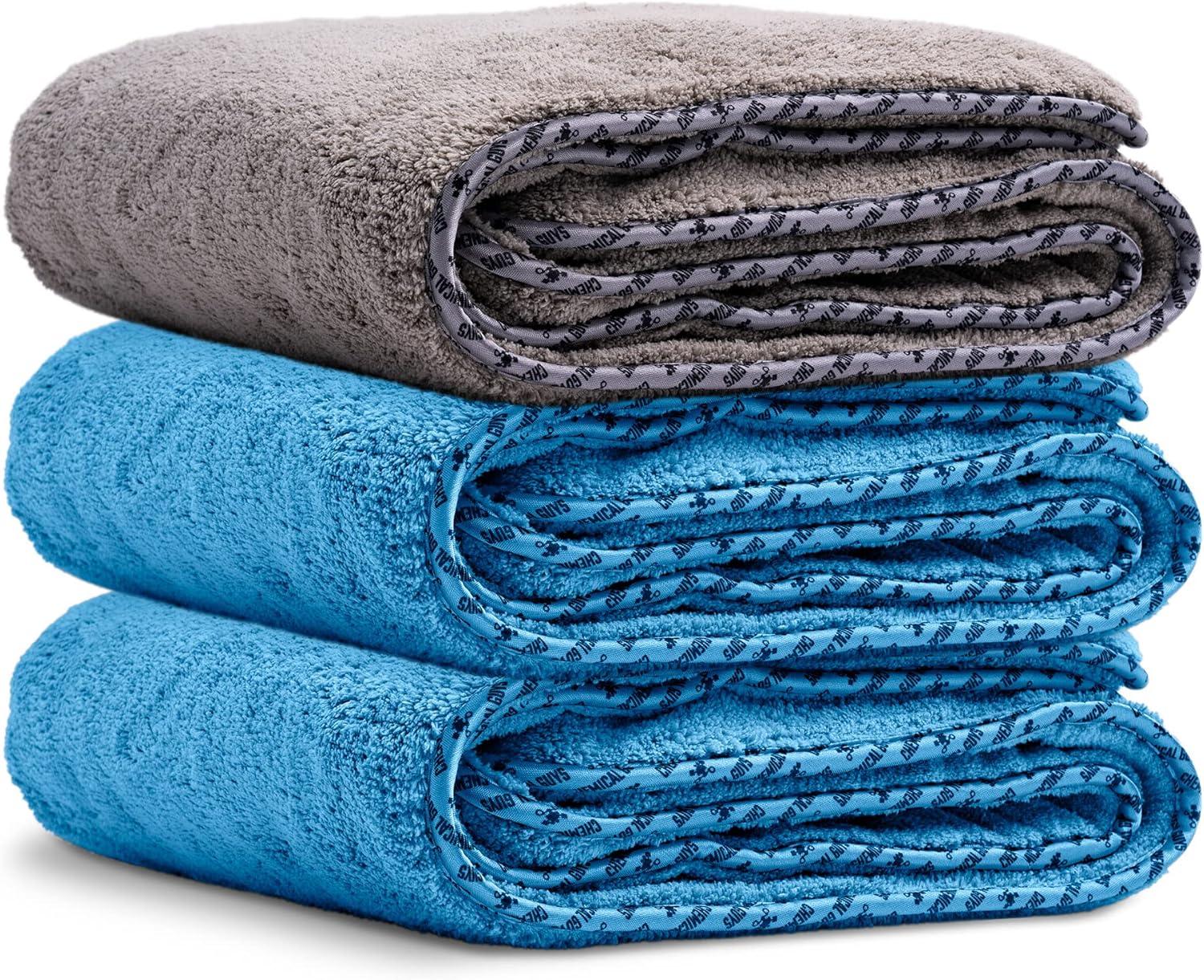 imageChemical Guys MIC1995GBB Mammoth Bundle  1 Gray Woolly Mammoth Microfiber Dryer Towels 36quotx 25quot 2 Blue Woolly Mammoth Microfiber Dryer Towel 36quotx 25quot Cars Trucks Pets Messes  3 Towel Kit3 Pack