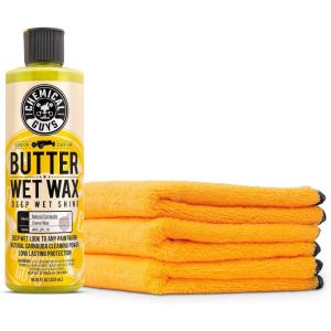 imageChemical Guys WAC20116 Butter Wet Wax Deep Wet Shine for Cars Trucks SUVs RVs ampamp More Banana Scent with MIC50603 Professional Grade Premium Microfiber Towels Gold 16quot x 16quot Pack of 3
